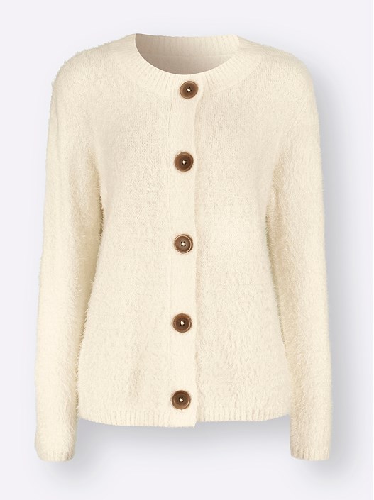 Creation L Champagne Fuzzy Button Up Cardigan From Creation L