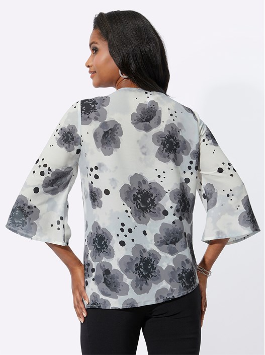 Creation L Champagne-Grey-Printed Asymmetrical Hem Tunic