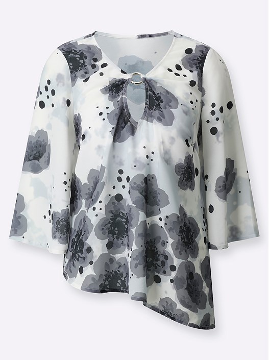 Creation L Champagne-Grey-Printed Asymmetrical Hem Tunic