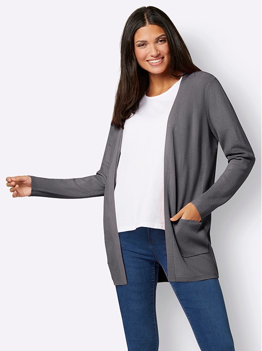 Creation L Charcoal Ribbed Long Cardigan From Creation L