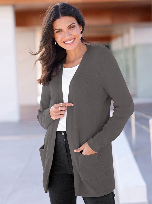 creation l Charcoal Ribbed Long Cardigan from creation L