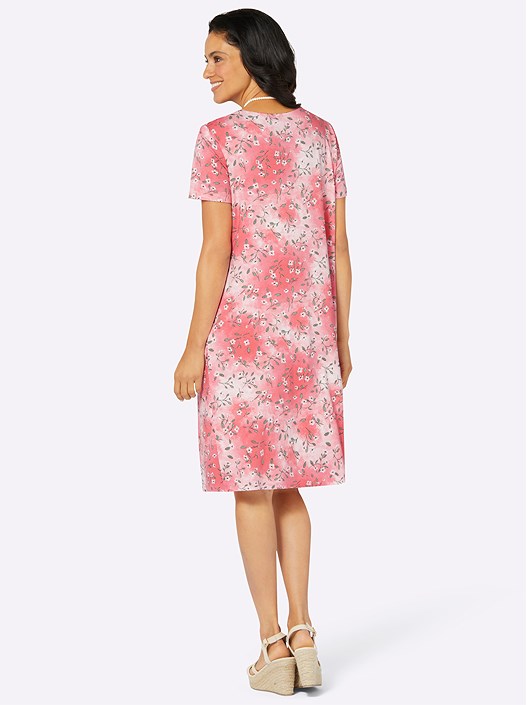 Creation L Coral-Printed Pleated Floral Dress From Creation L