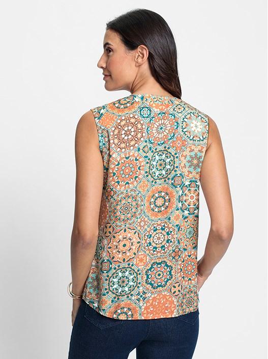 Creation L Apricot-Sage-Printed Top