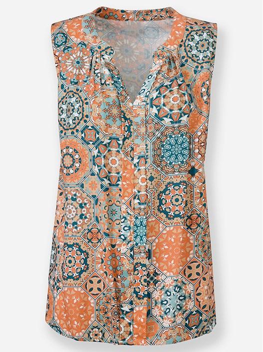 Creation L Apricot-Sage-Printed Top