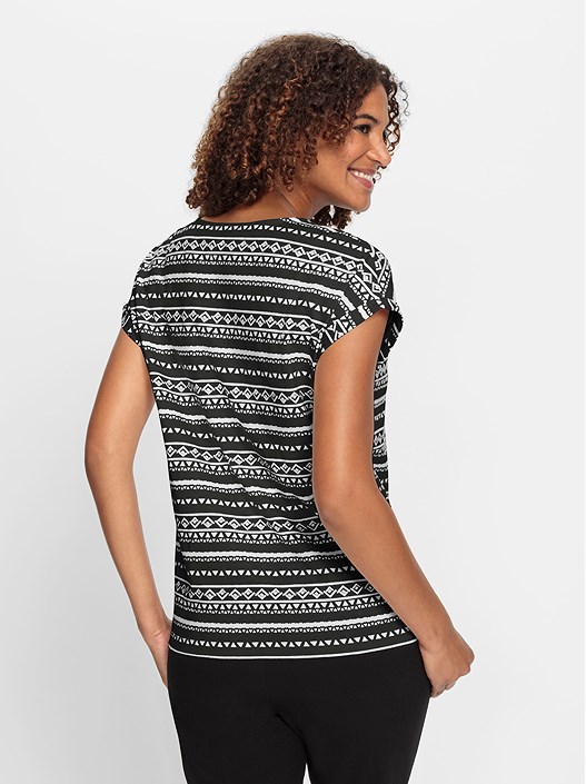 Creation L Black-Ecru-Printed Boho Print Shirt