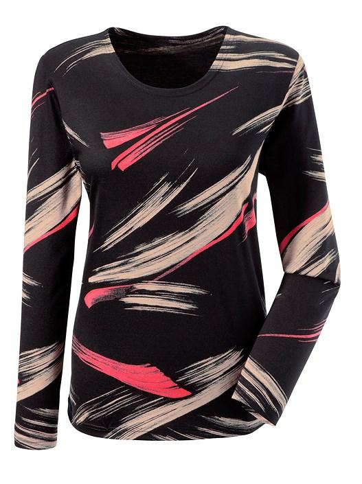 Creation L Black-Patterned Printed Long Sleeve Top