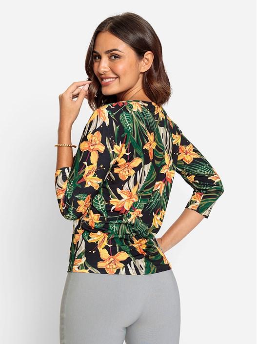 Creation L Black-Printed Tropical Print Shirt
