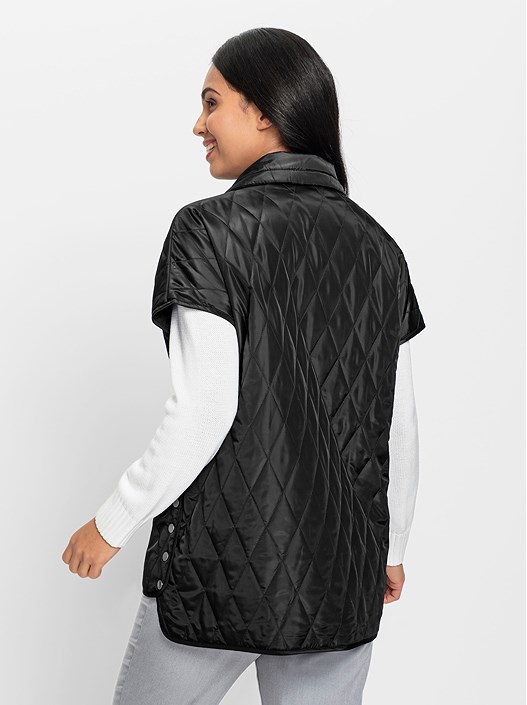 Creation L Black Quilted Zip Up Vest
