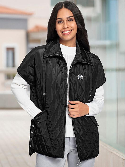 creation l Black Quilted Zip Up Vest