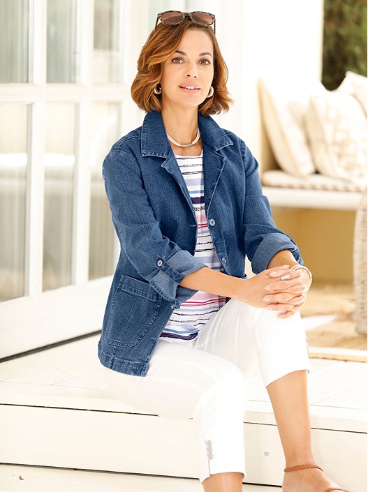 Creation L Blue-Bleached Denim Jacket