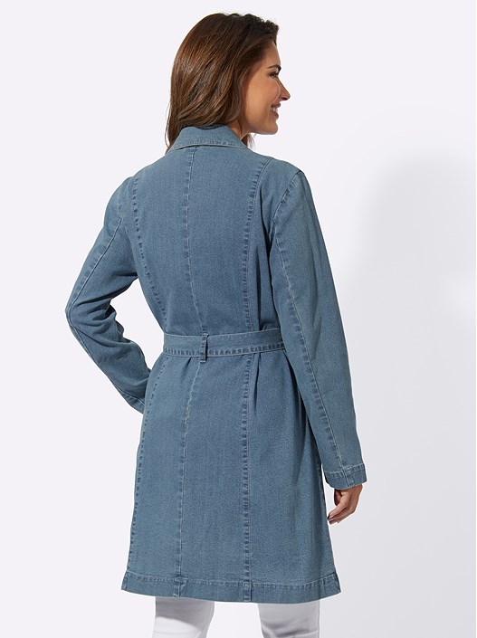 Creation L Blue-Bleached Denim Trench Coat