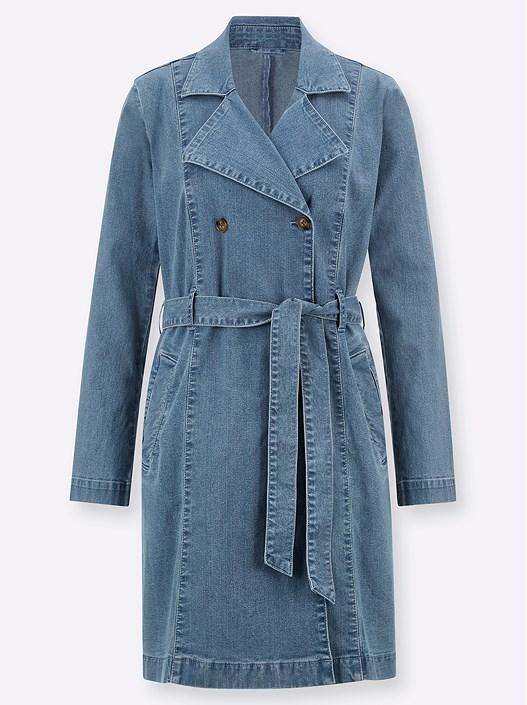 Creation L Blue-Bleached Denim Trench Coat