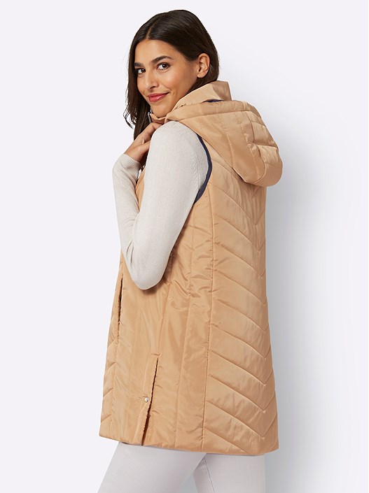 Creation L Camel Long Quilted Vest