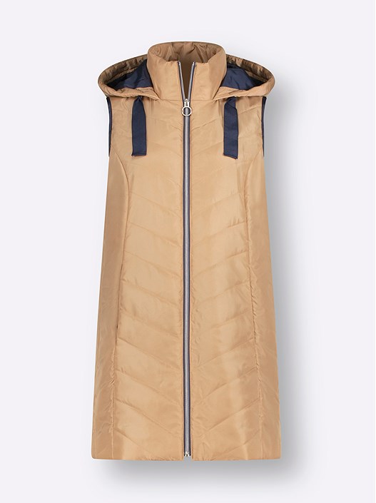 Creation L Camel Long Quilted Vest