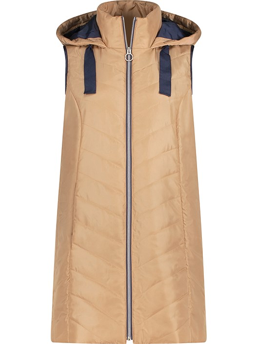 creation l Camel Long quilted vest