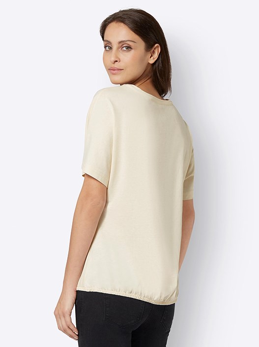 Creation L Champagne Floral Elastic Hem Shirt