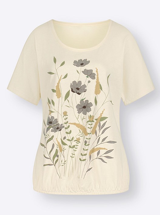 Creation L Champagne Floral Elastic Hem Shirt