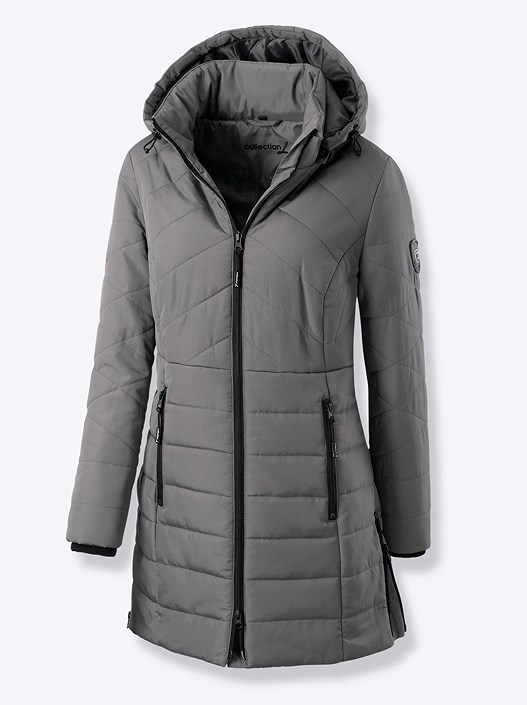 Creation L Charcoal Long Quilted Jacket