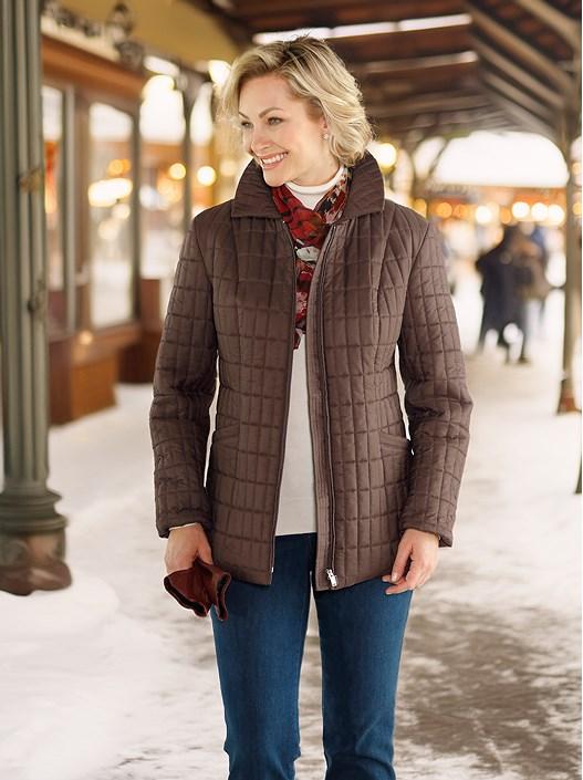 Creation L Chocolate Quilted Zip Up Jacket