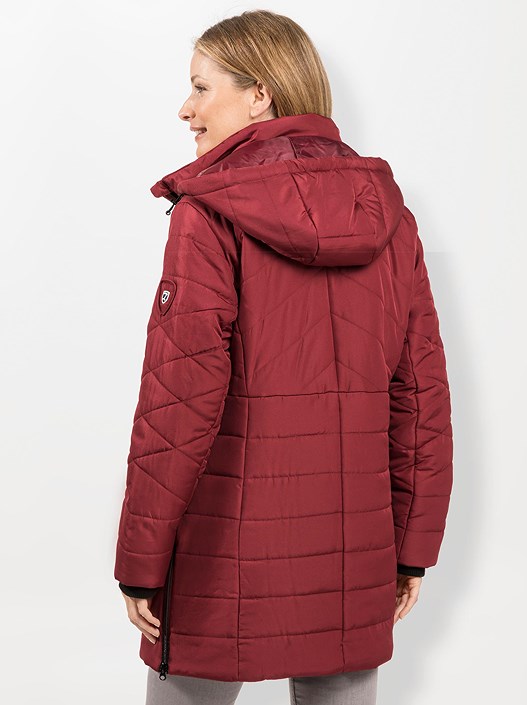 Creation L Dark Red Long Quilted Jacket