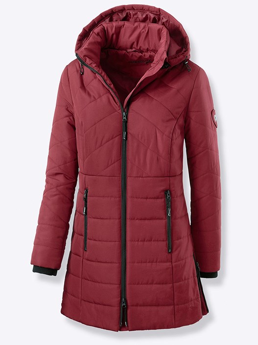 Creation L Dark Red Long Quilted Jacket