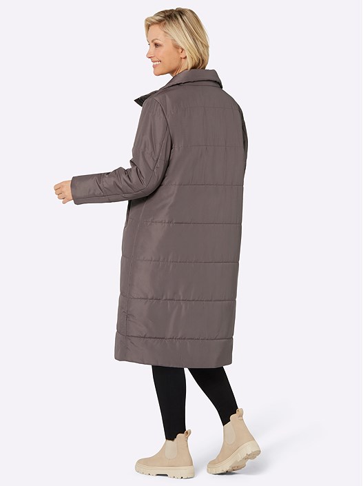 Creation L Dark Taupe Long Quilted Coat