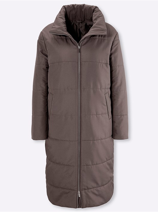 Creation L Dark Taupe Long Quilted Coat