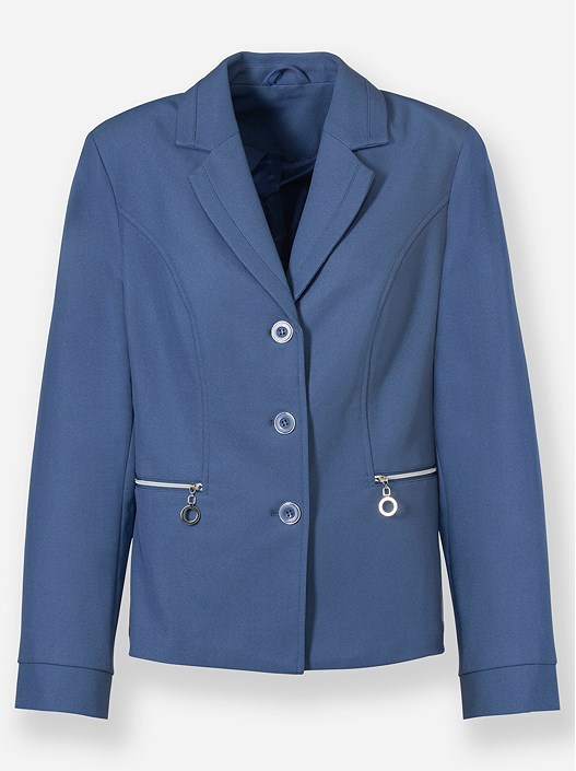 Creation L Denim Blue Zip Detail Blazer