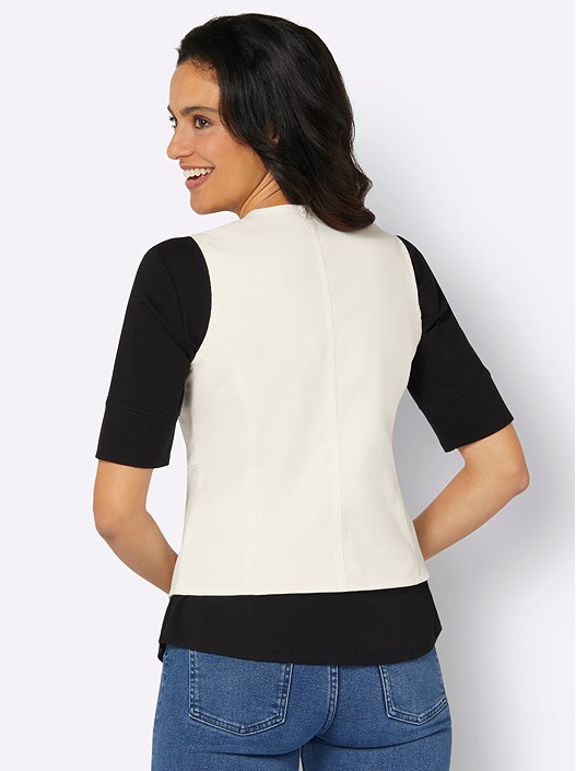 Creation L Ecru Denim Button Up Vest