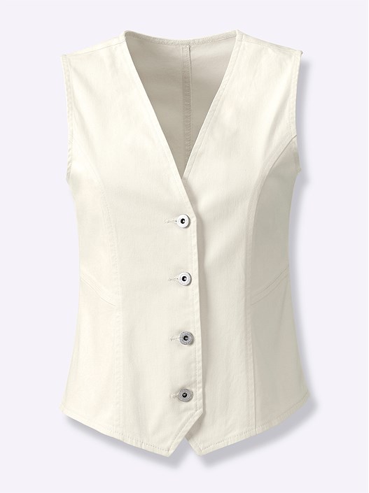 Creation L Ecru Denim Button Up Vest