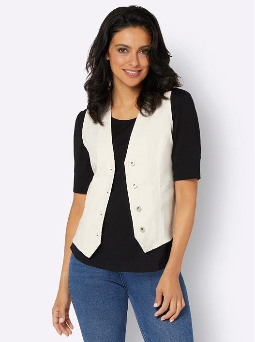 Creation L Ecru Denim Button Up Vest