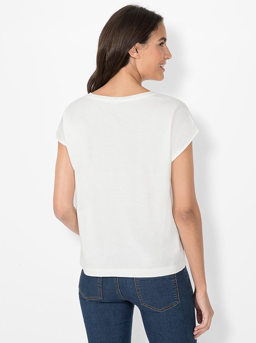 Creation L Ecru Eyelet Embroidered Shirt