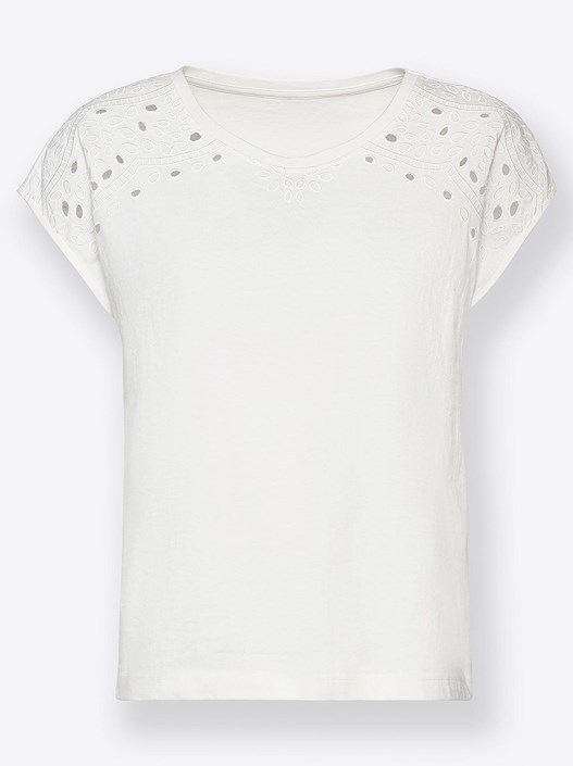 Creation L Ecru Eyelet Embroidered Shirt