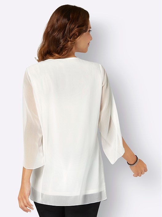 Creation L Ecru Flowy Layered Blouse