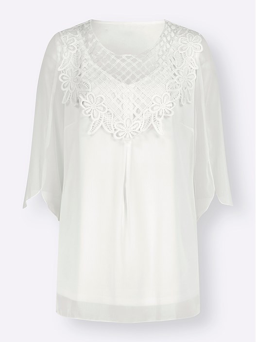 Creation L Ecru Flowy Layered Blouse