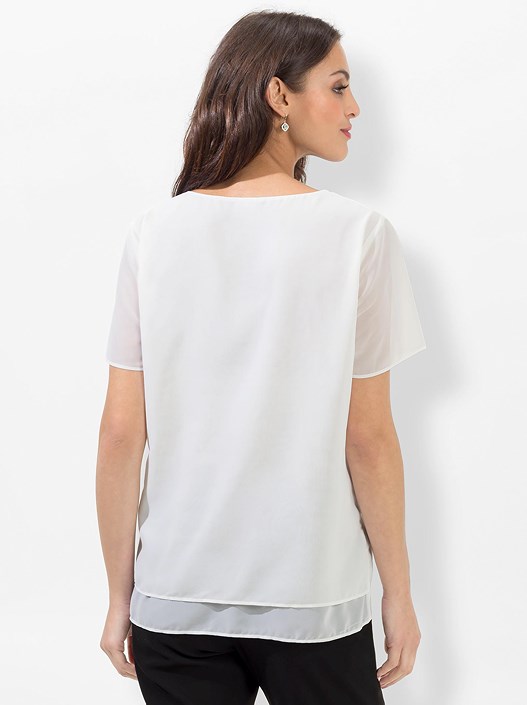 Creation L Ecru Layered Georgette Blouse