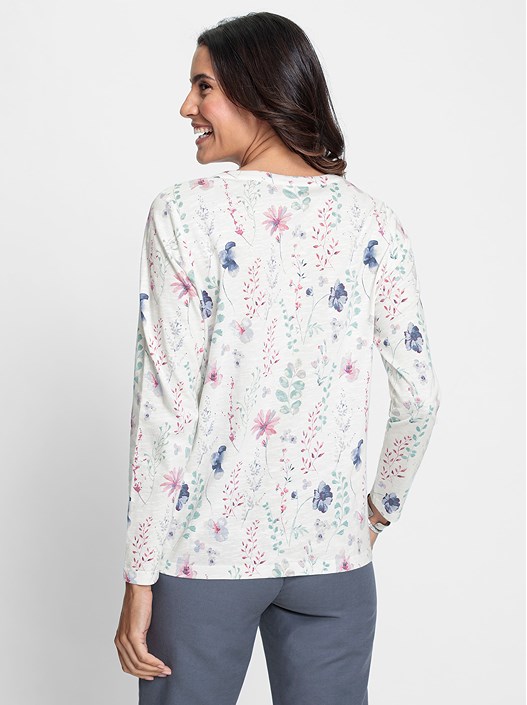 Creation L Ecru-Mauve-Printed Shirt