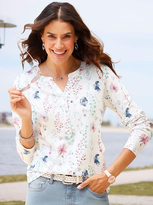 Creation L Ecru-Mauve-Printed Shirt