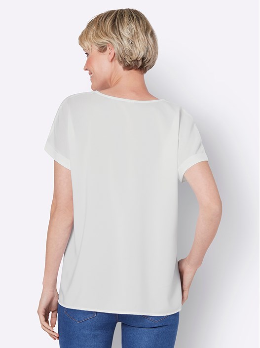Creation L Ecru Slip On V-Neck Blouse