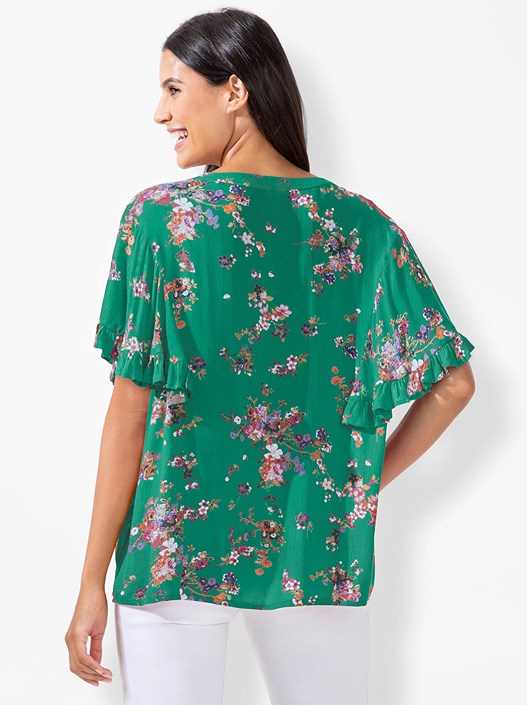 Creation L Emerald-Patterned Floral Pattern Blouse