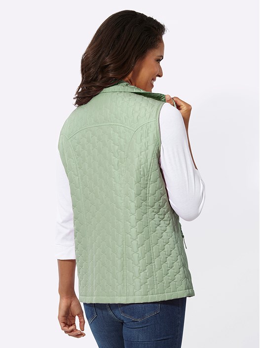 Creation L Eucalyptus Quilted Zip Up Vest