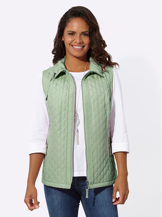 Creation L Eucalyptus Quilted Zip Up Vest