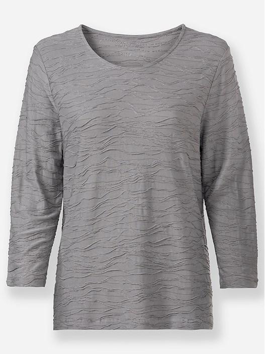 Creation L Grey-Mottled Textured 3/4 Sleeve Shirt
