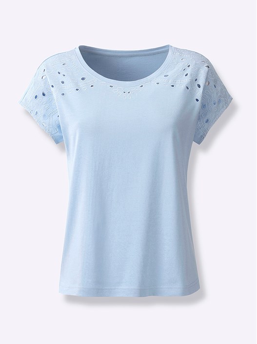 Creation L Ice Blue Eyelet Embroidered Shirt
