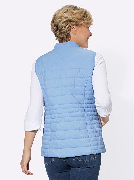 Creation L Ice Blue Quilted Zip Vest