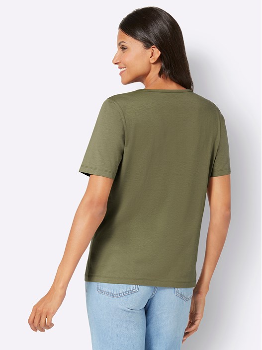 Creation L Khaki-Lime Graphic Print Shirt