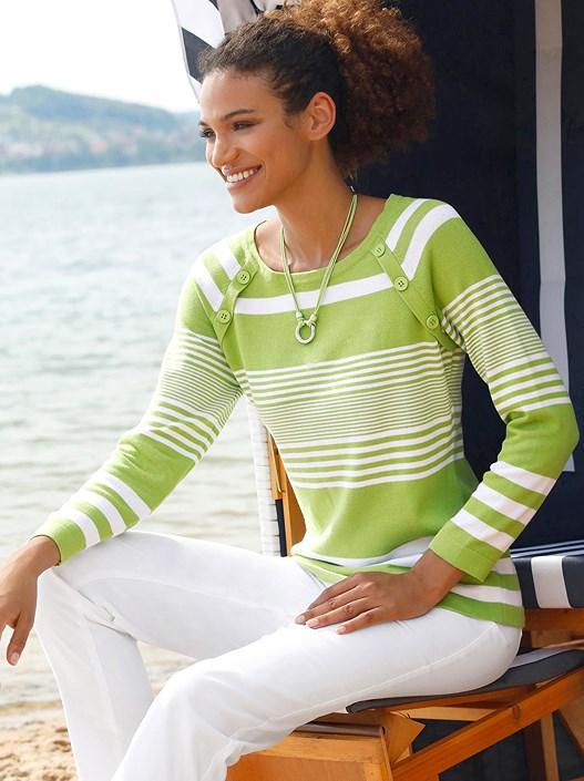 creation l Kiwi-White-Striped Stripe Mix Sweater