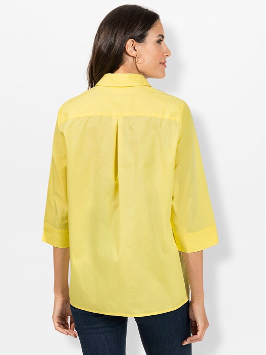 Creation L Lemon Pleated 3/4 Sleeve Blouse