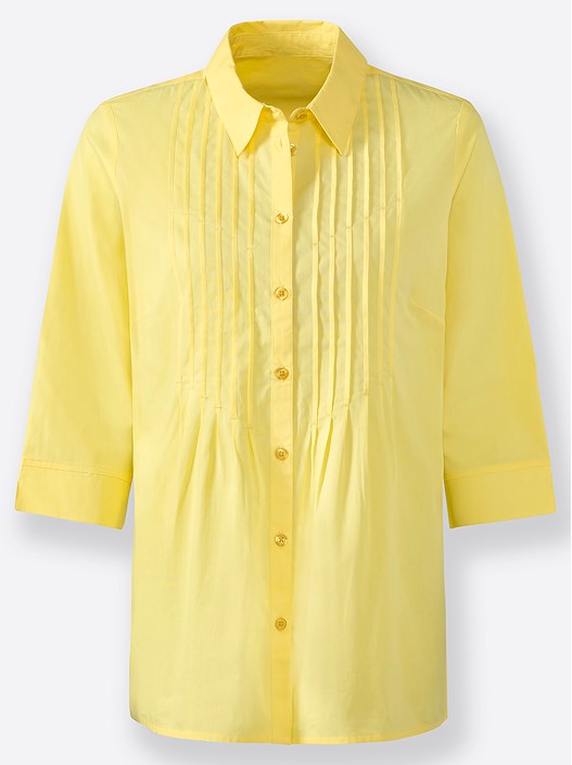 Creation L Lemon Pleated 3/4 Sleeve Blouse