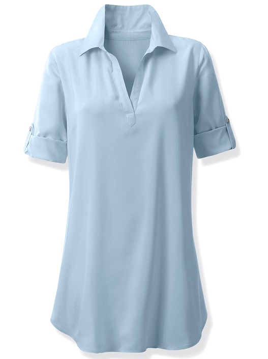Creation L Light Blue Collared Tab Sleeve Tunic